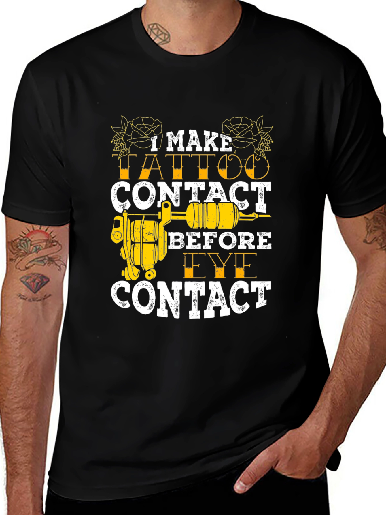 Black Tattoo Contact Black T-Shirt - Artist Humor main image