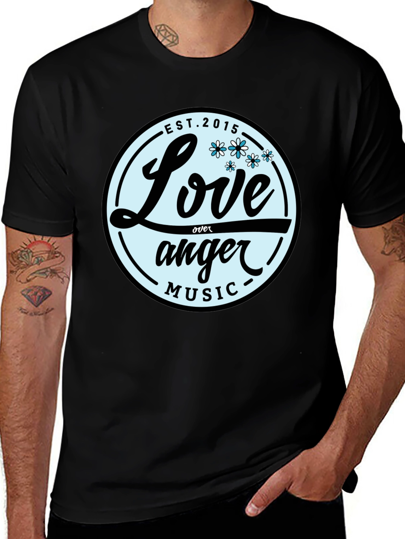 Variant 30 of Love Over Anger Music Black T-Shirt