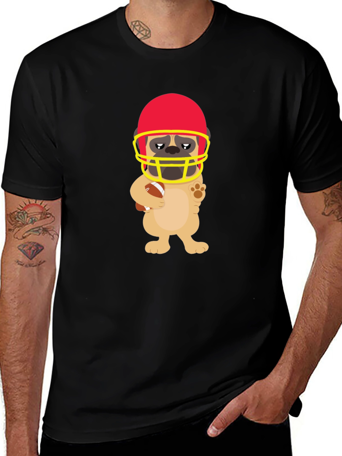 Variant 7 of Football Pug Graphic Tee - Touchdown Style