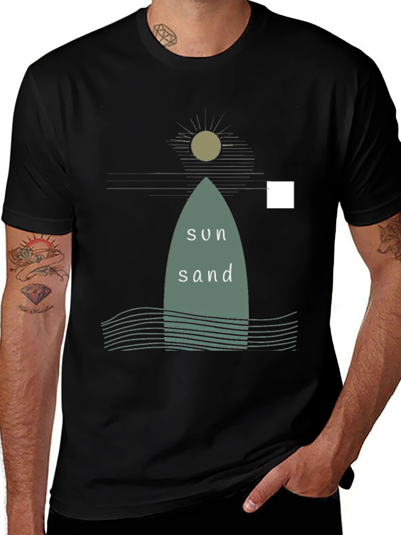 Variant 10 of Sun and Sand Graphic Tee - Relaxed Fit Black T-Shirt
