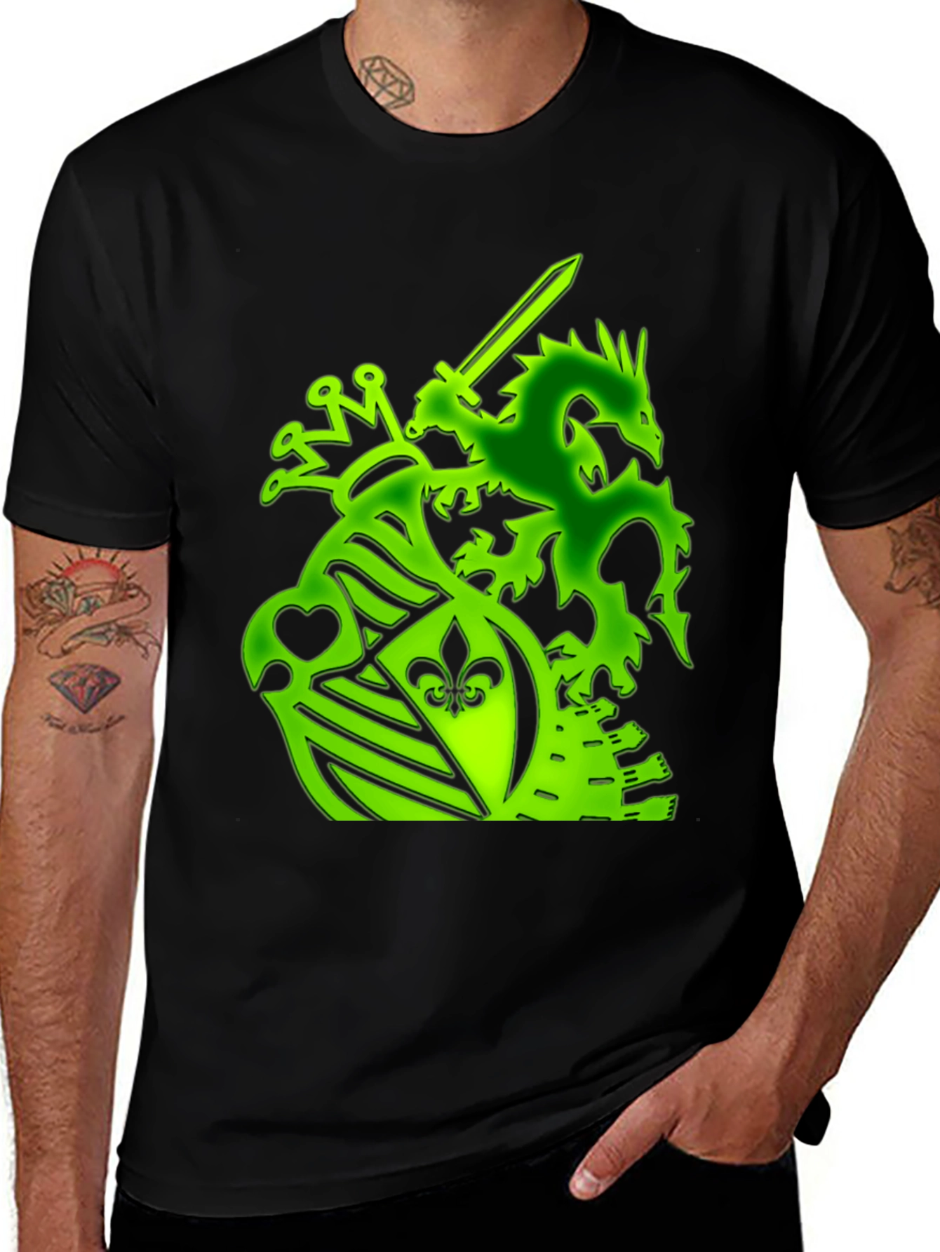 Variant 15 of Dragon Crest Graphic Tee - Black
