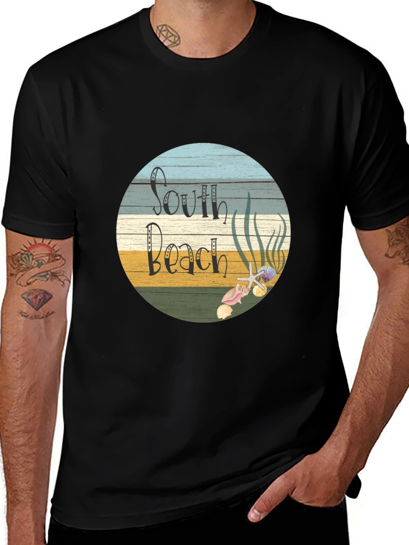 Variant 4 of South Beach Graphic Tee - Unisex Black T-Shirt