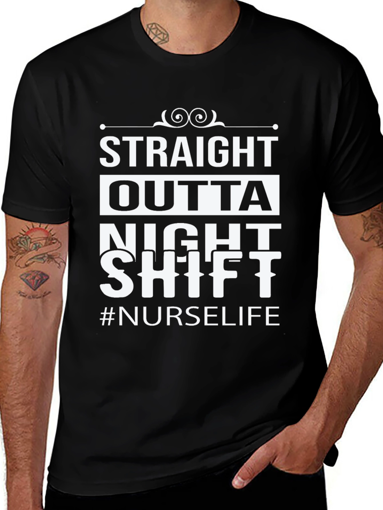 Variant 12 of Straight Outta Night Shift T-Shirt - #NURSELIFE