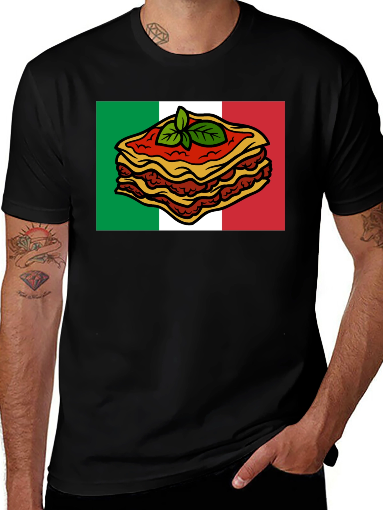 Variant 22 of Lasagna Italian Flag T-Shirt - Foodie Pride