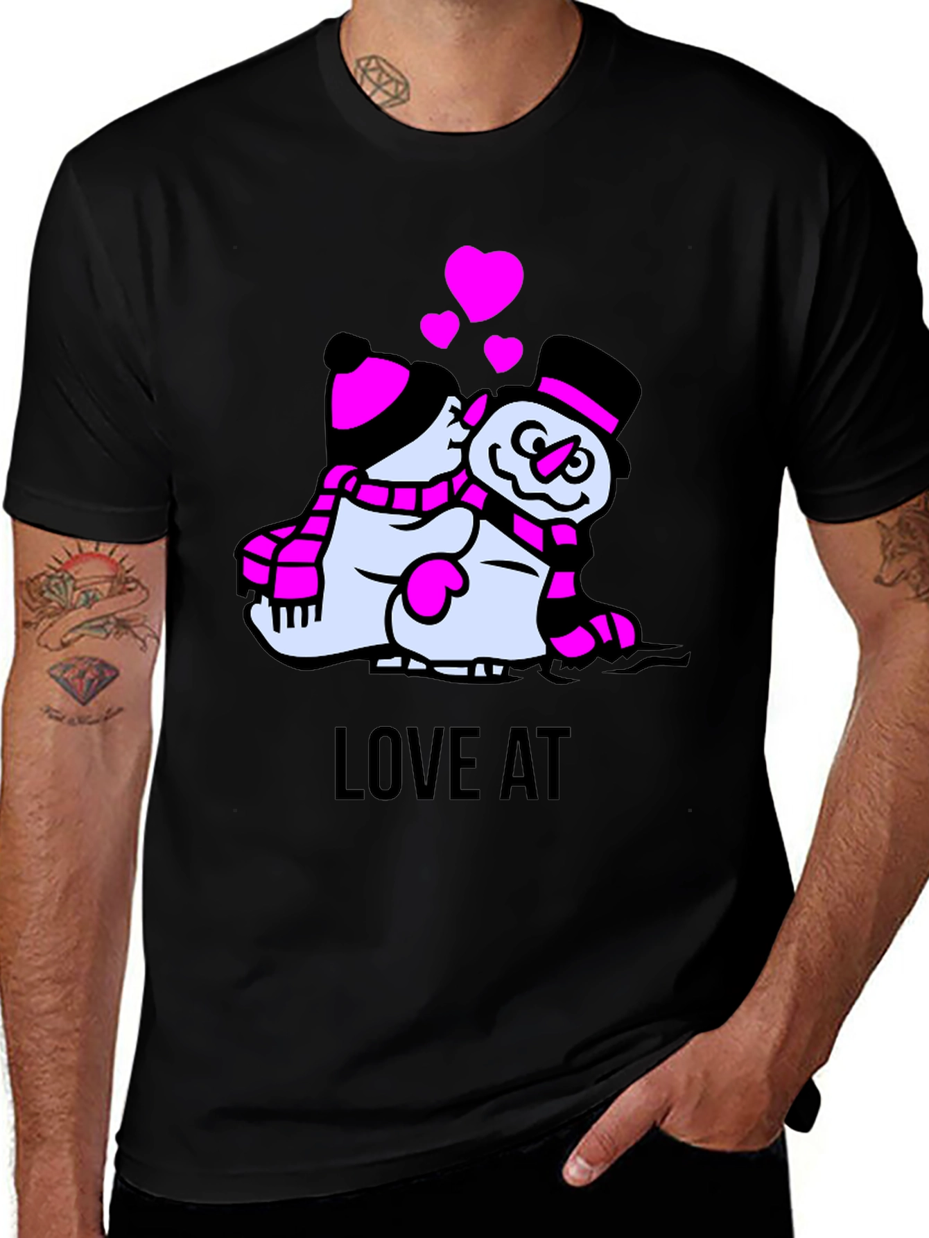 Variant 6 of Snowman Love Black Graphic T-Shirt