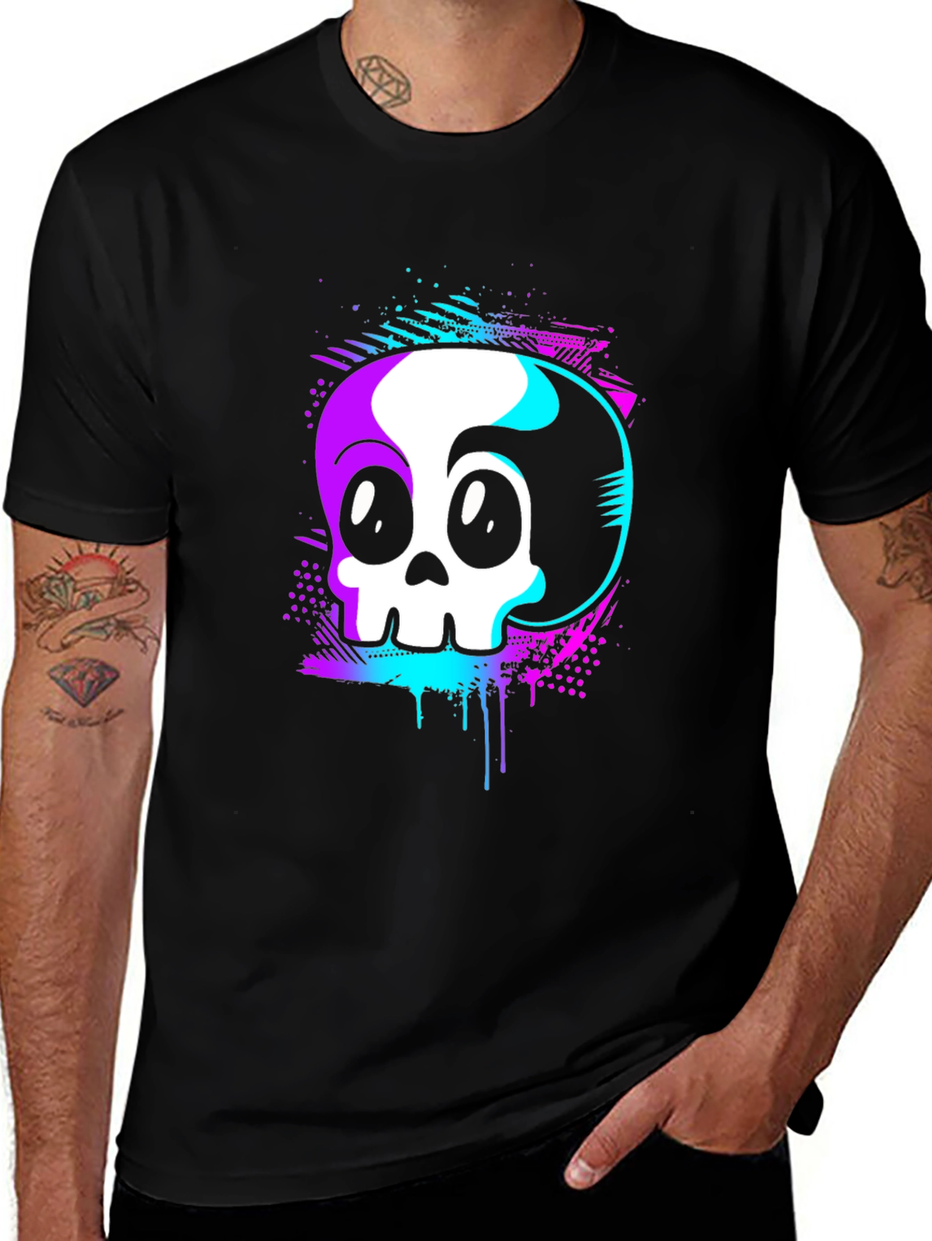Variant 22 of Skull Graphic Tee - Retro Vaporwave Design