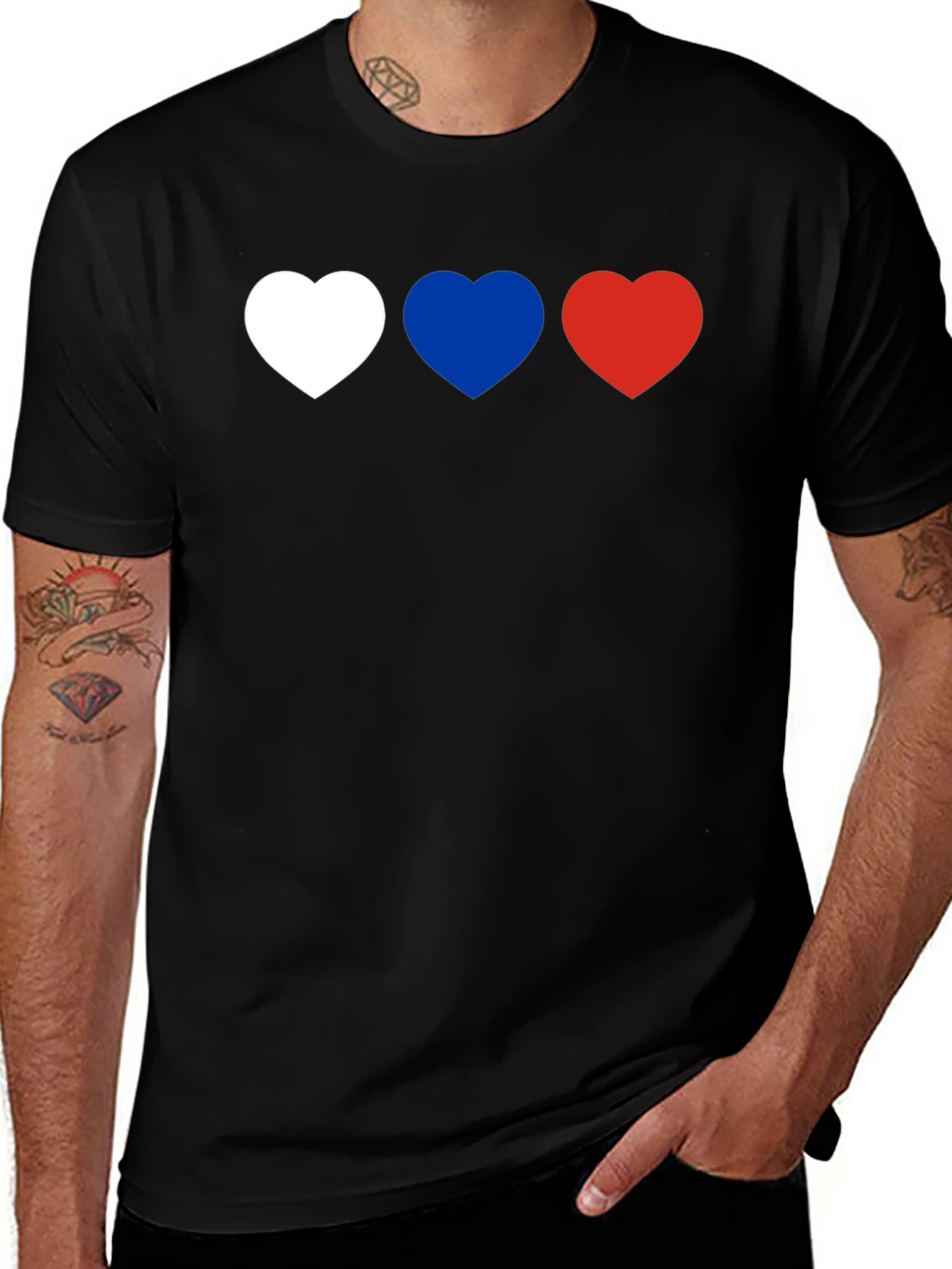 Variant 17 of Tricolor Heart Tee - Russia Flag Colors