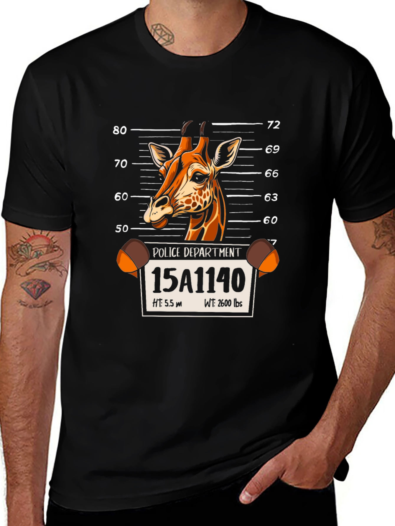 Variant 15 of Giraffe Mugshot Graphic Tee - Novelty Animal T-Shirt