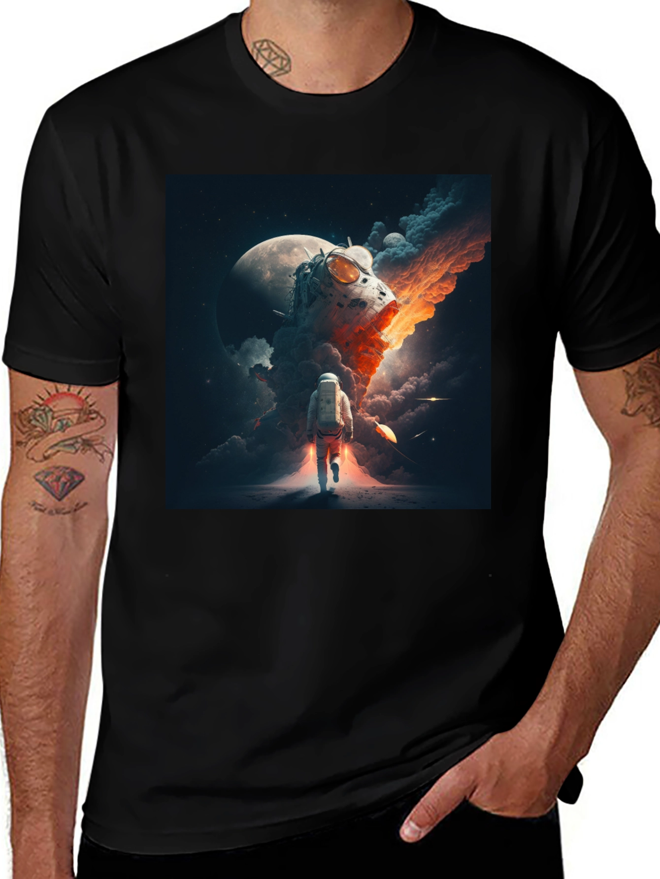 Variant 19 of Astronaut Graphic Black T-Shirt
