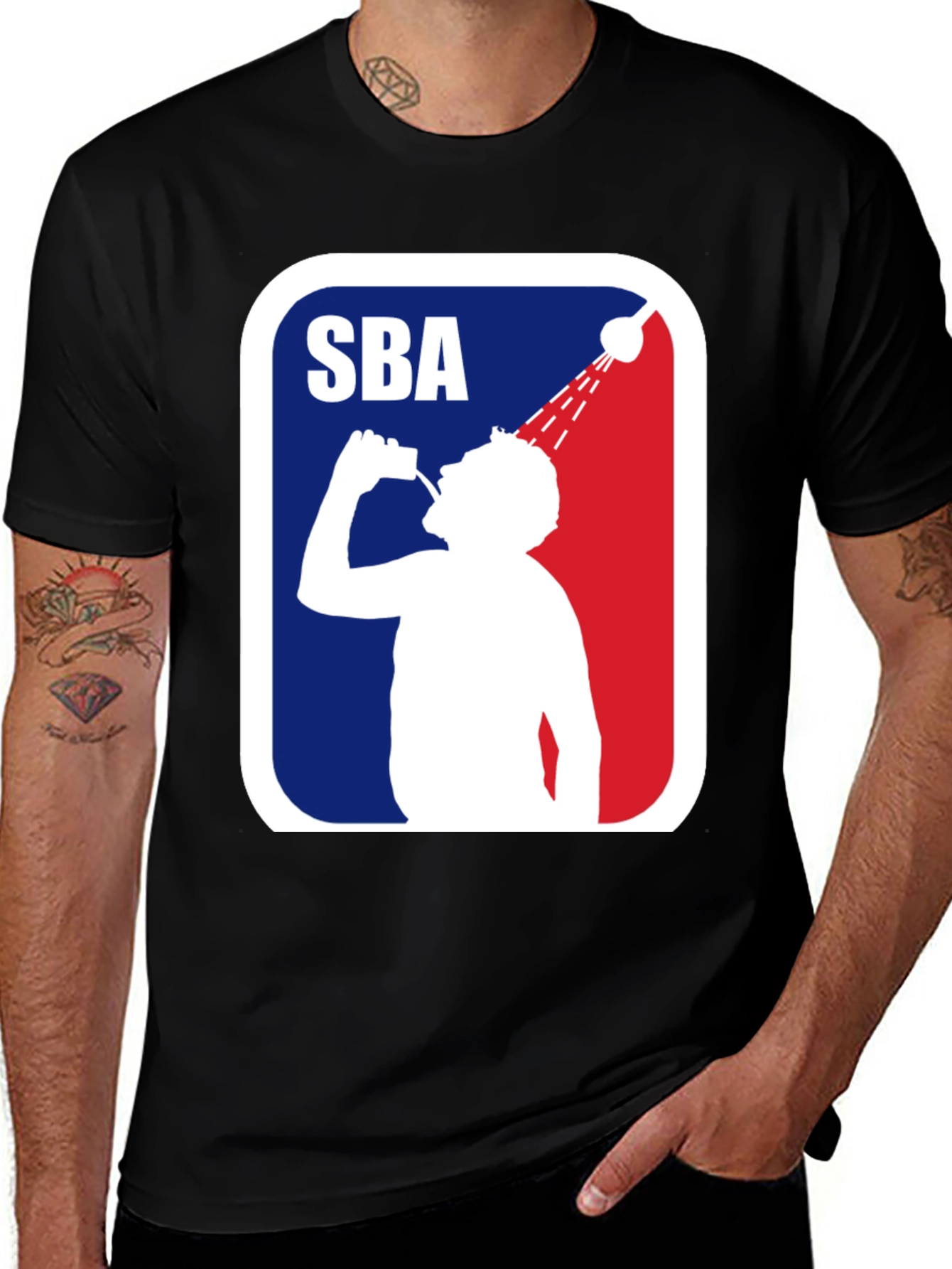 SBA Shower Beer League Funny Men's Black T-Shirt