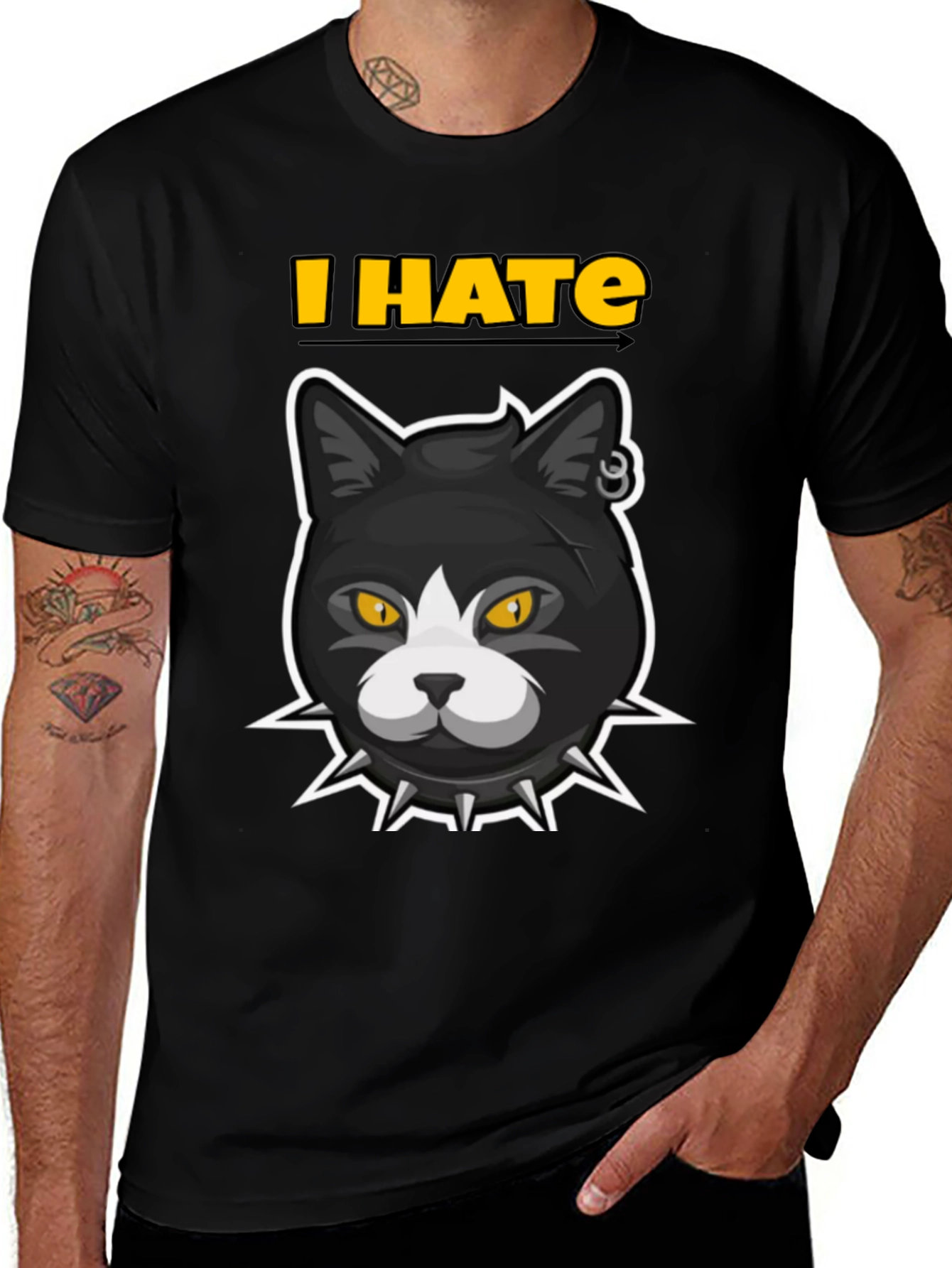 Variant 17 of I HATE Cats T-Shirt - Edgy Cartoon Cat Design