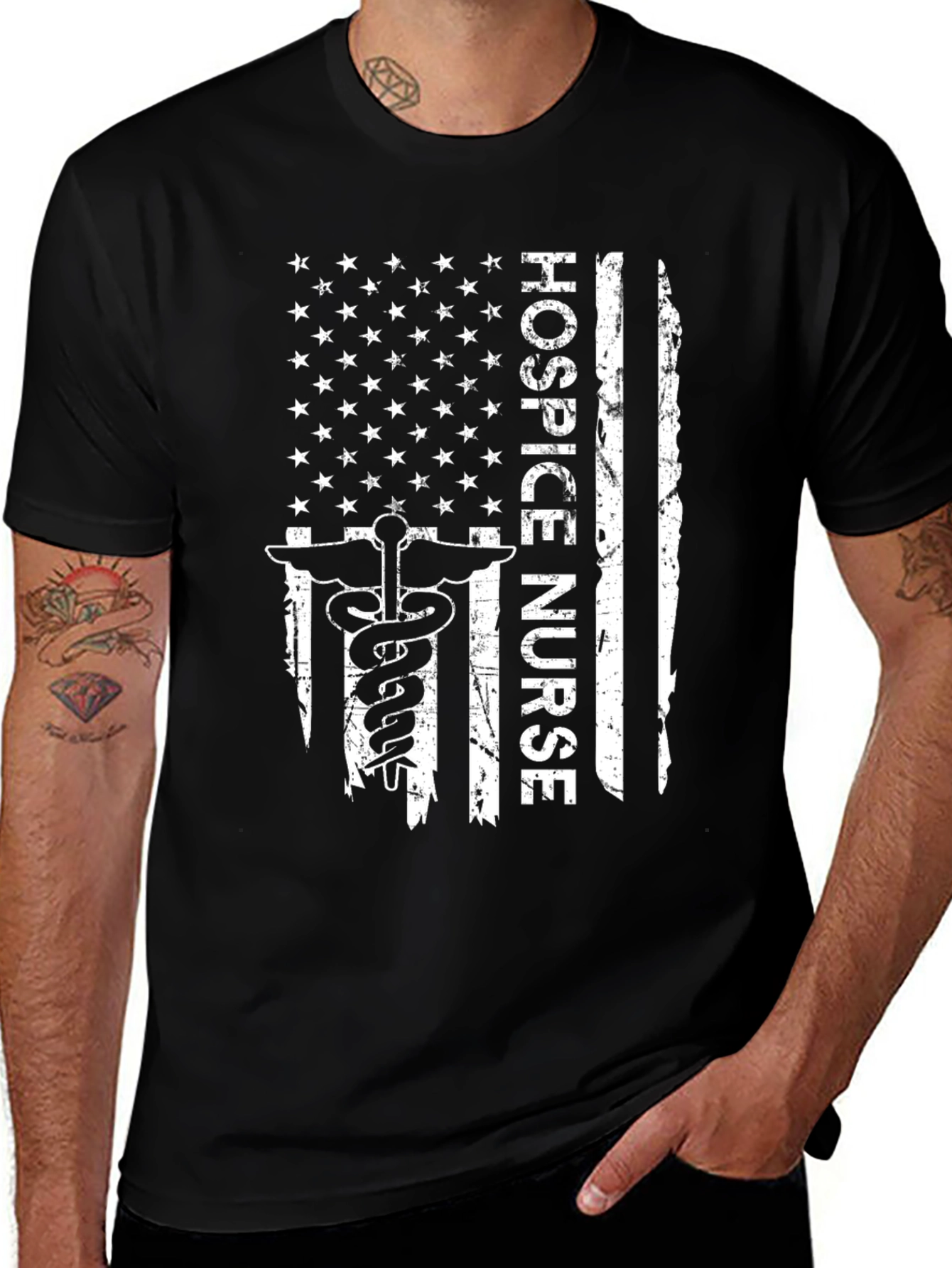 Hospice Nurse American Flag T-Shirt