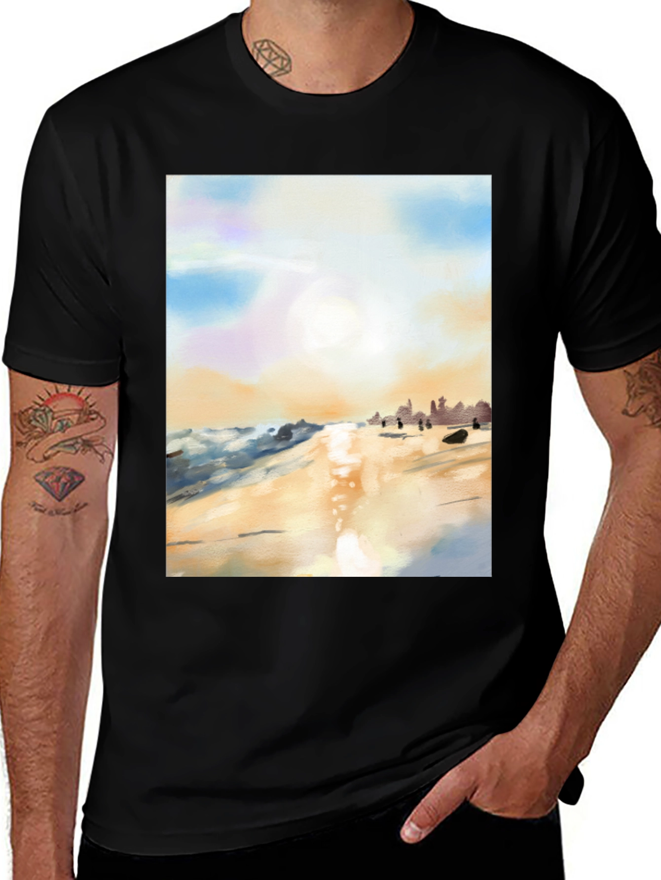 Beach Sunset T-Shirt - Artistic Impression