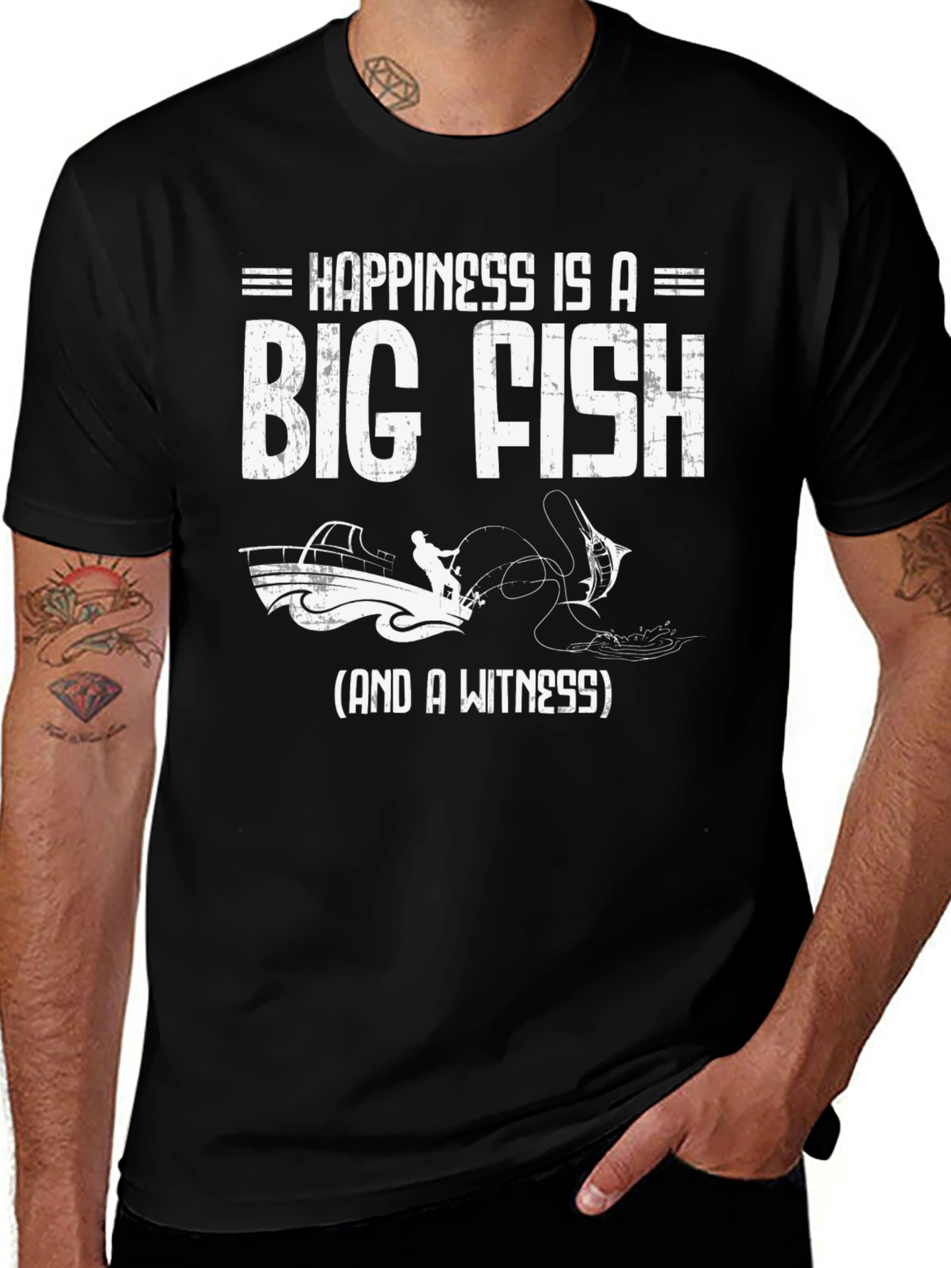 Variant 12 of Happiness is a Big Fish T-Shirt - Fisherman Gift