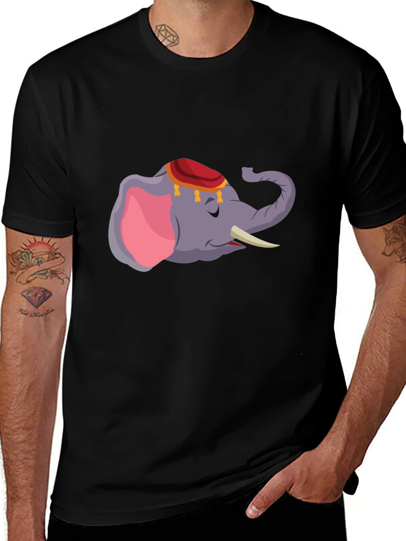 Variant 16 of Elephant Graphic Tee - Black Cotton Comfort