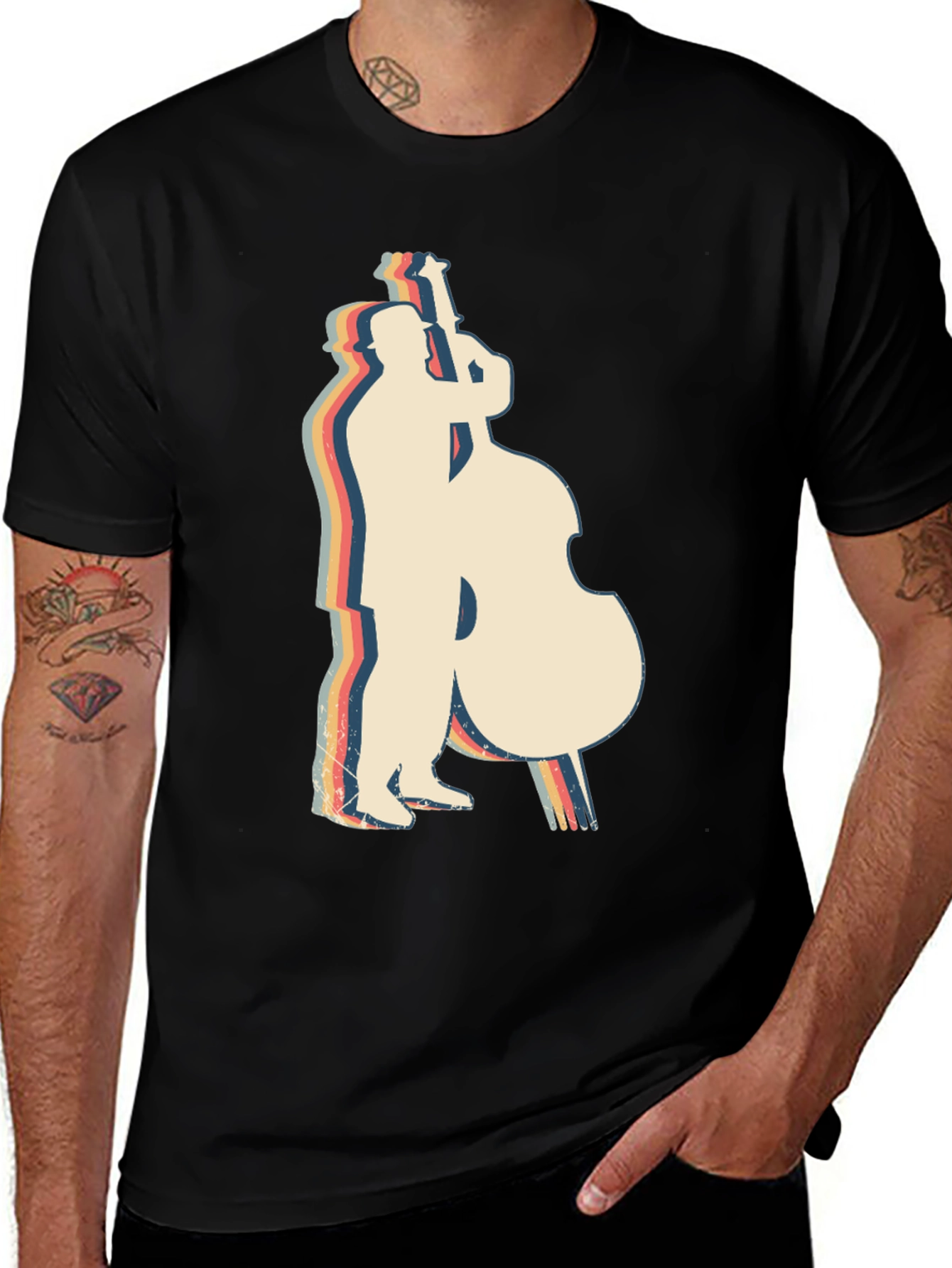 Variant 18 of Retro Bass Player Graphic Tee - Vintage Style