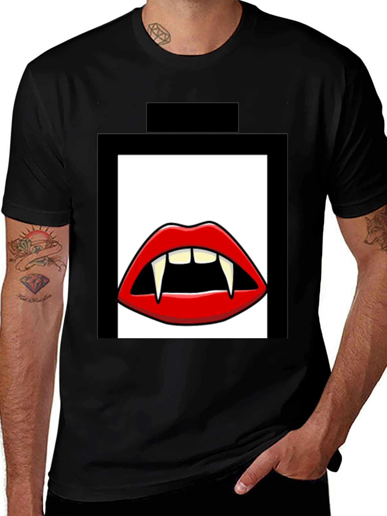 Variant 16 of Vampire Lips Graphic Tee - Halloween Black T-Shirt
