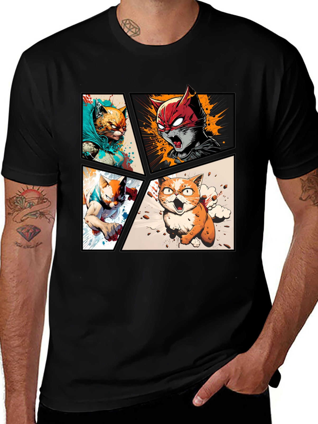 Hero Cat Comic T-Shirt - Stylish & Unique