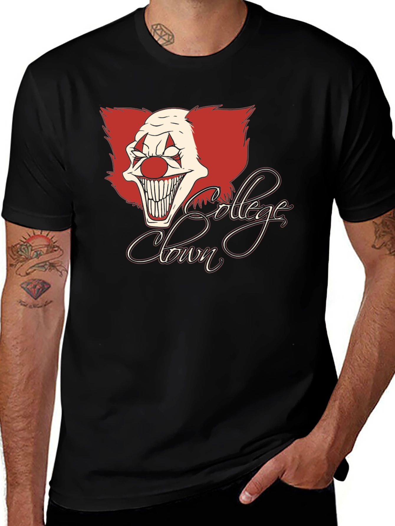 Variant 12 of College Clown Graphic T-Shirt - Creepy Clown Tee