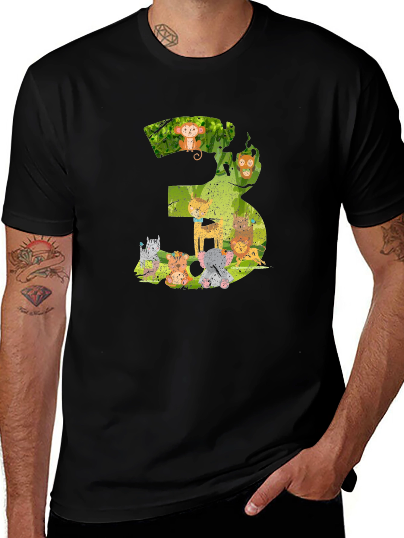 Variant 29 of Kids Birthday Number 3 Animal T-Shirt