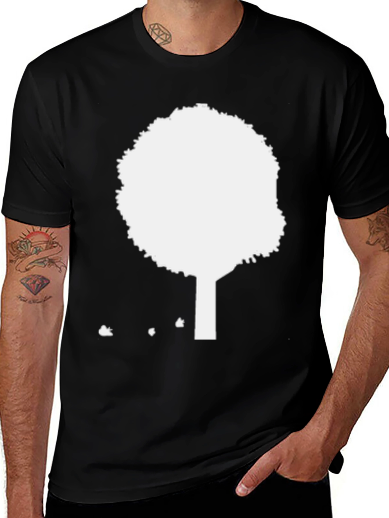 Variant 3 of Modern Tree Graphic Tee - Black Cotton Casual Shirt