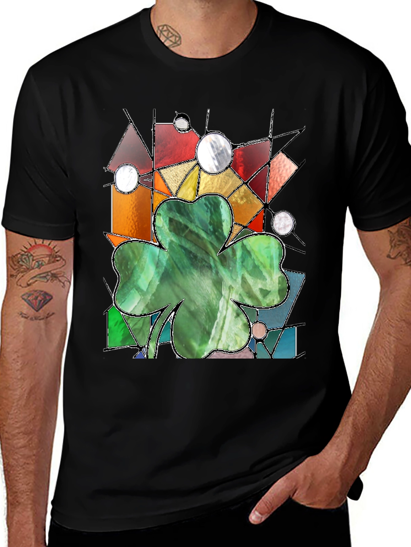 Stained Glass Clover Graphic Tee