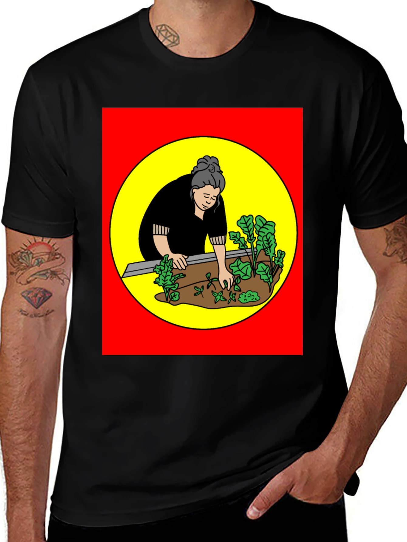 Variant 29 of Gardening Woman Graphic T-Shirt - Black