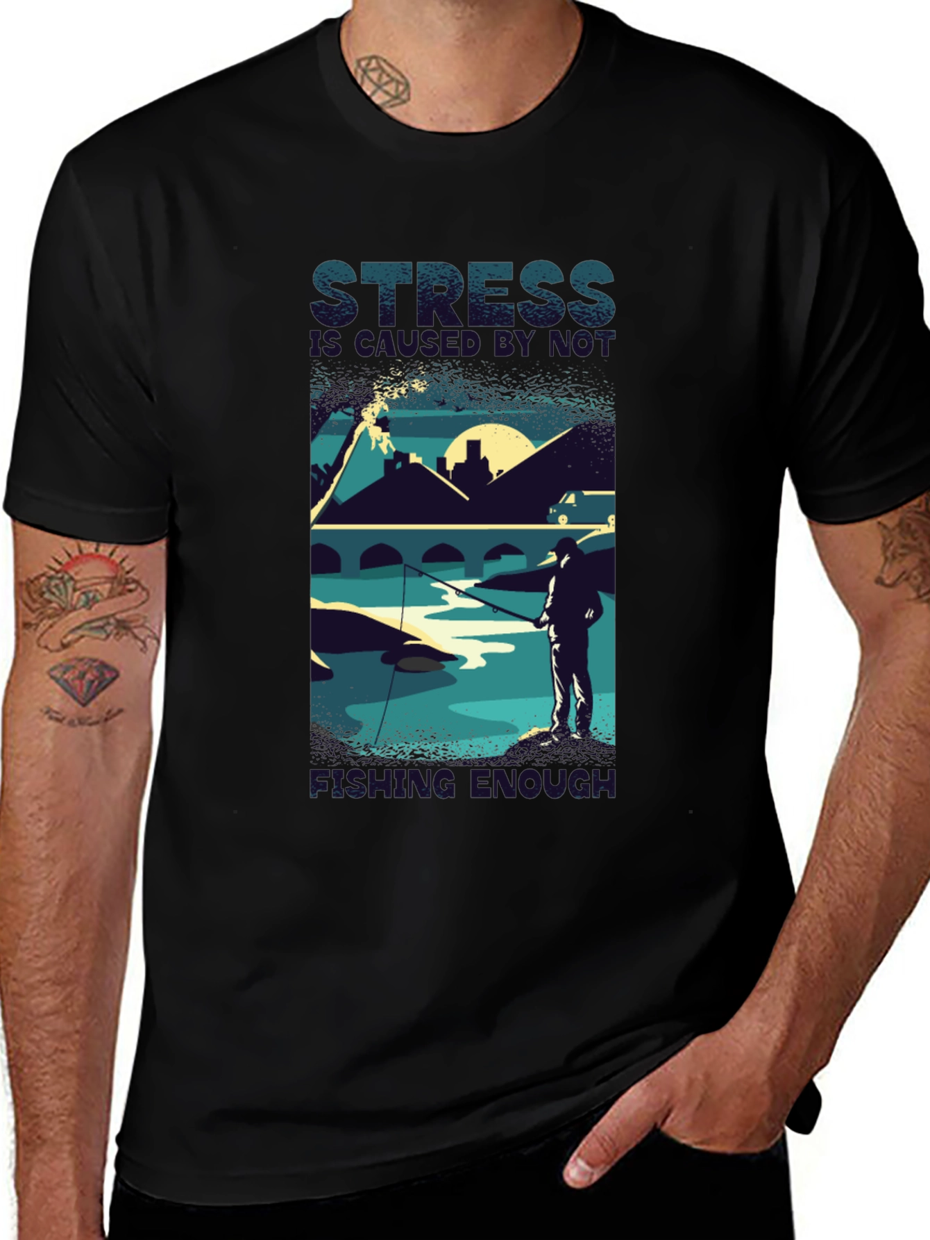 Stress Doesn't Go Fishing Enough T-Shirt