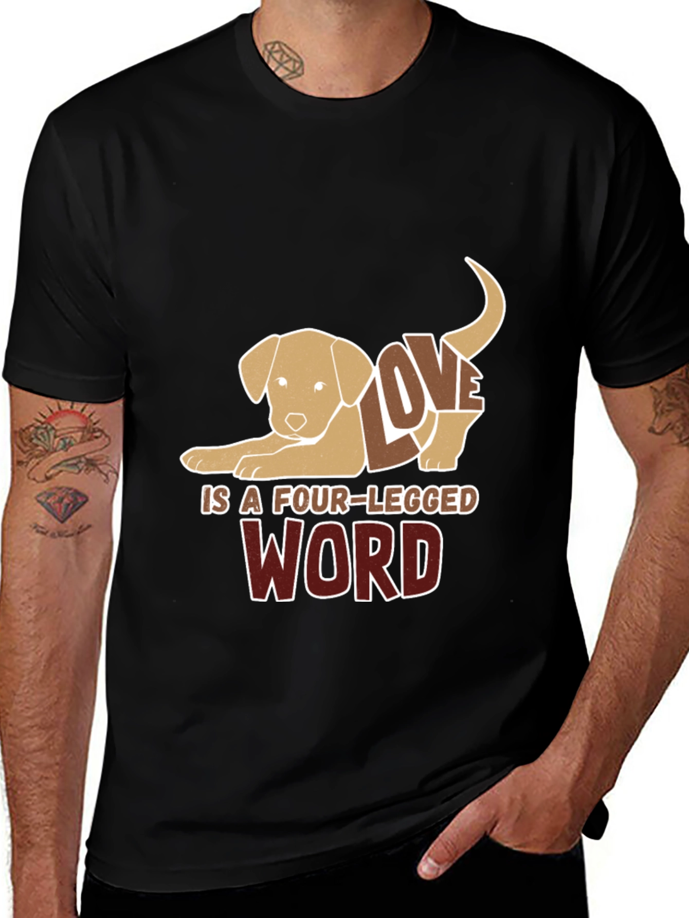 Variant 2 of Dog Lover Tee: Four-Legged Word Design