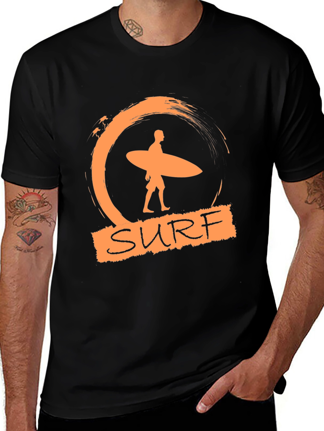 Variant 23 of Surf Graphic Tee - Black Cotton T-Shirt