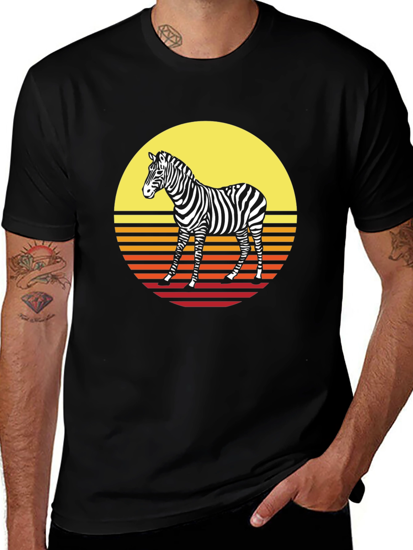 Variant 20 of Retro Zebra Graphic Tee - Sunset Style