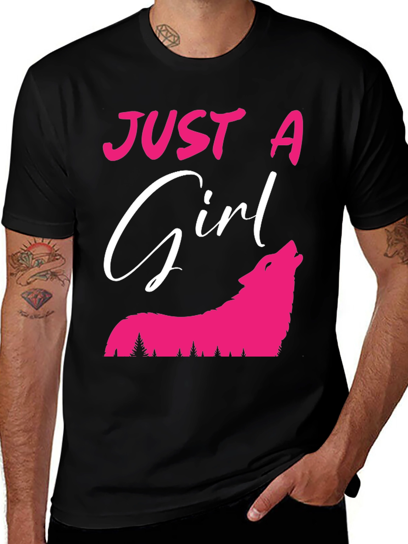Black Just A Girl Who Loves Wolves T-Shirt main image