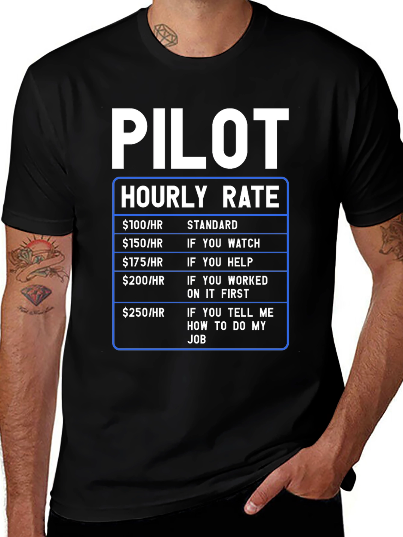 Pilot Hourly Rate Funny T-Shirt