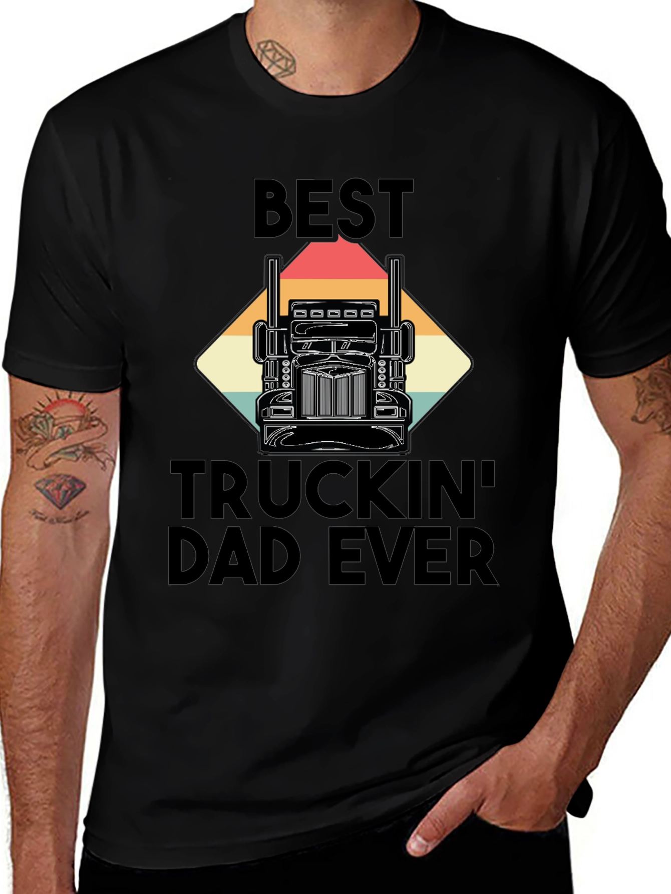 Variant 13 of Best Truckin' Dad Ever T-Shirt - Black