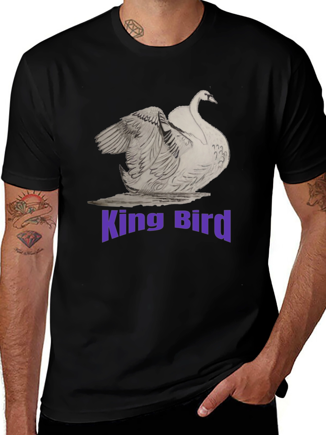 Variant 21 of King Bird Swan Graphic Tee - Men's Black T-Shirt