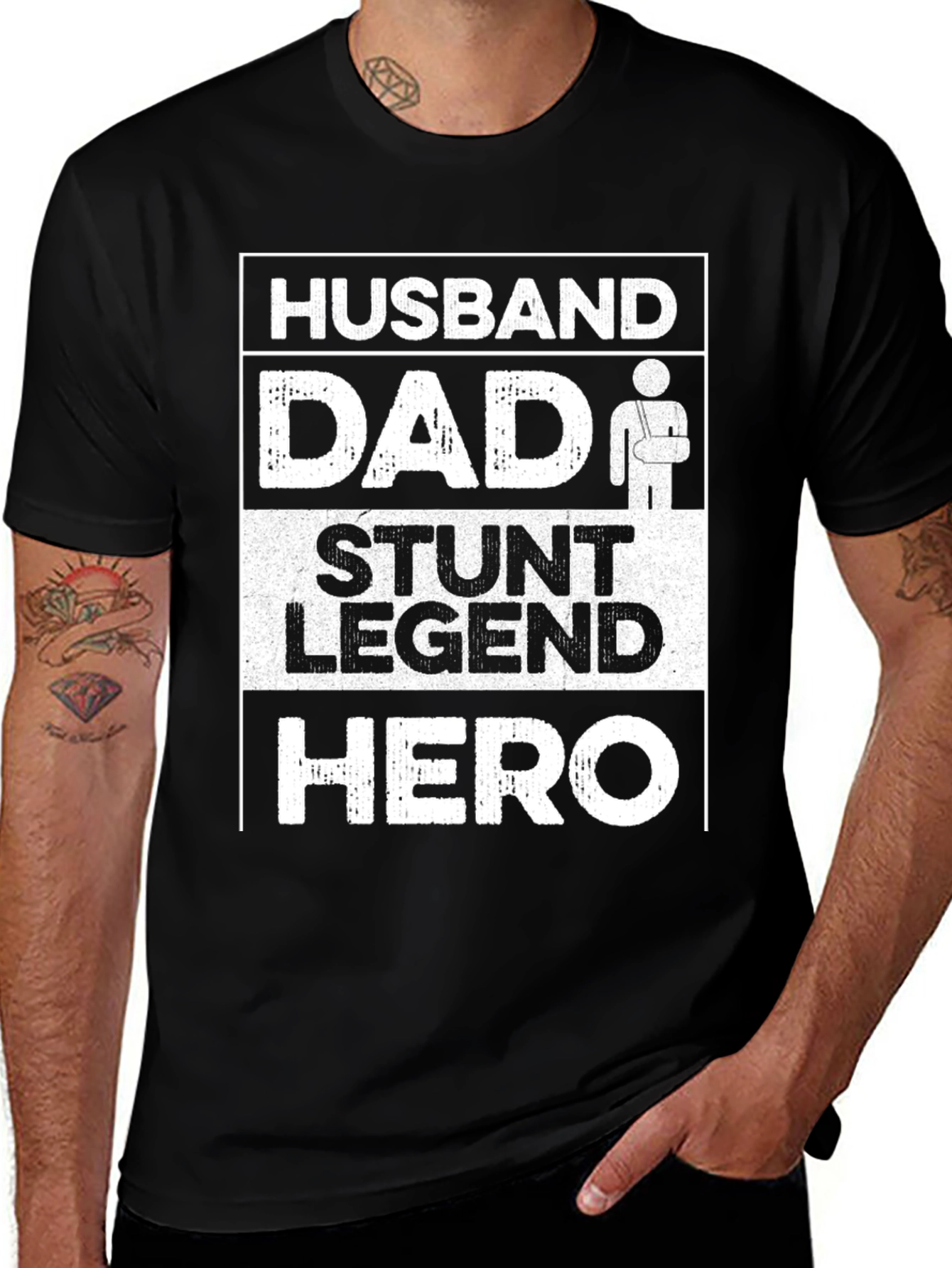 Variant 17 of Husband Dad Stunt Legend Hero Funny Men's T-Shirt