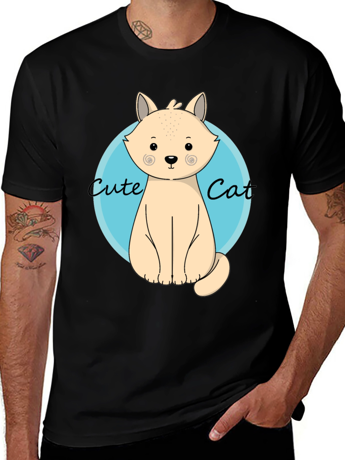 Variant 14 of Cute Cat Graphic T-Shirt - Black