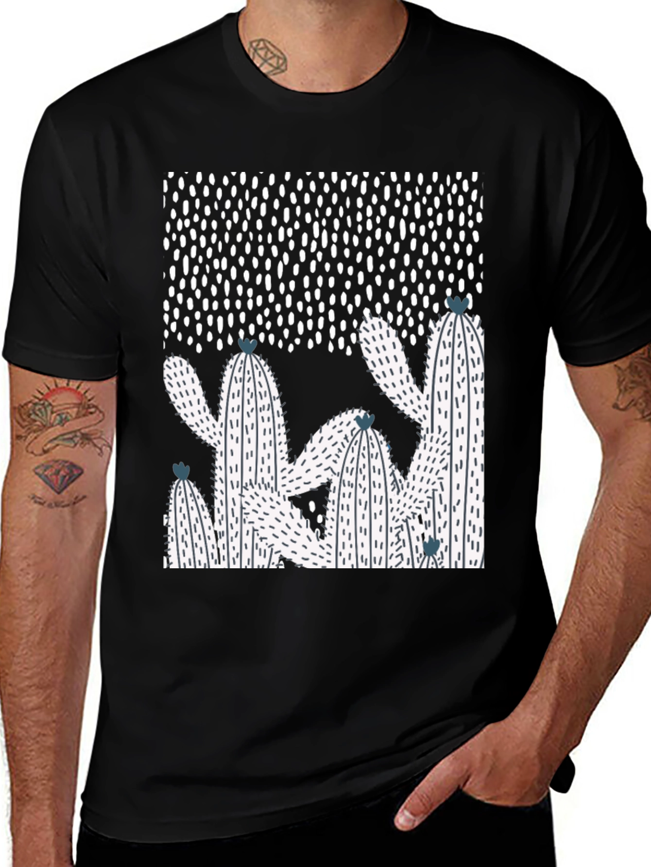Variant 8 of Cactus Graphic Tee - Cool Black Cotton T-Shirt