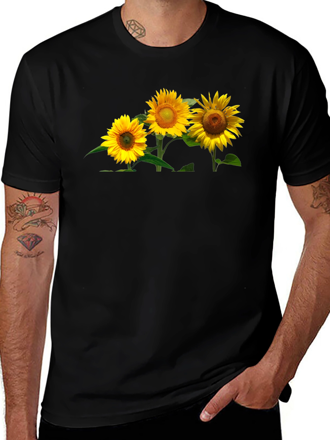 Variant 14 of Sunflower Graphic Tee - Men's Black T-Shirt