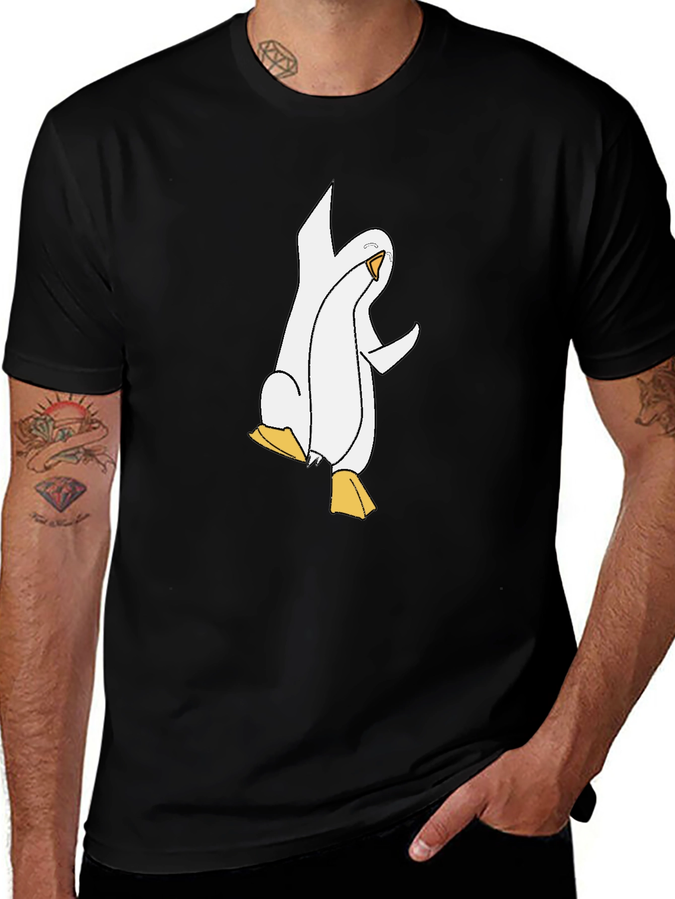 Variant 4 of Funny Penguin Graphic Black T-Shirt