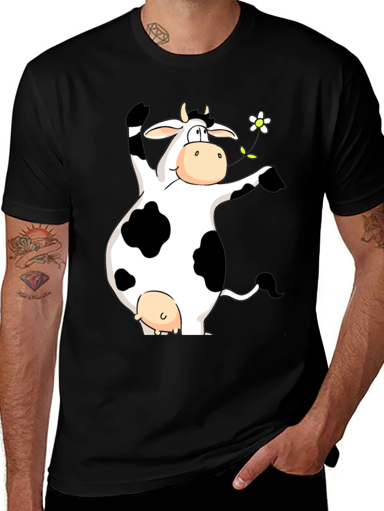 Variant 10 of Funny Cow Graphic Print Black T-Shirt