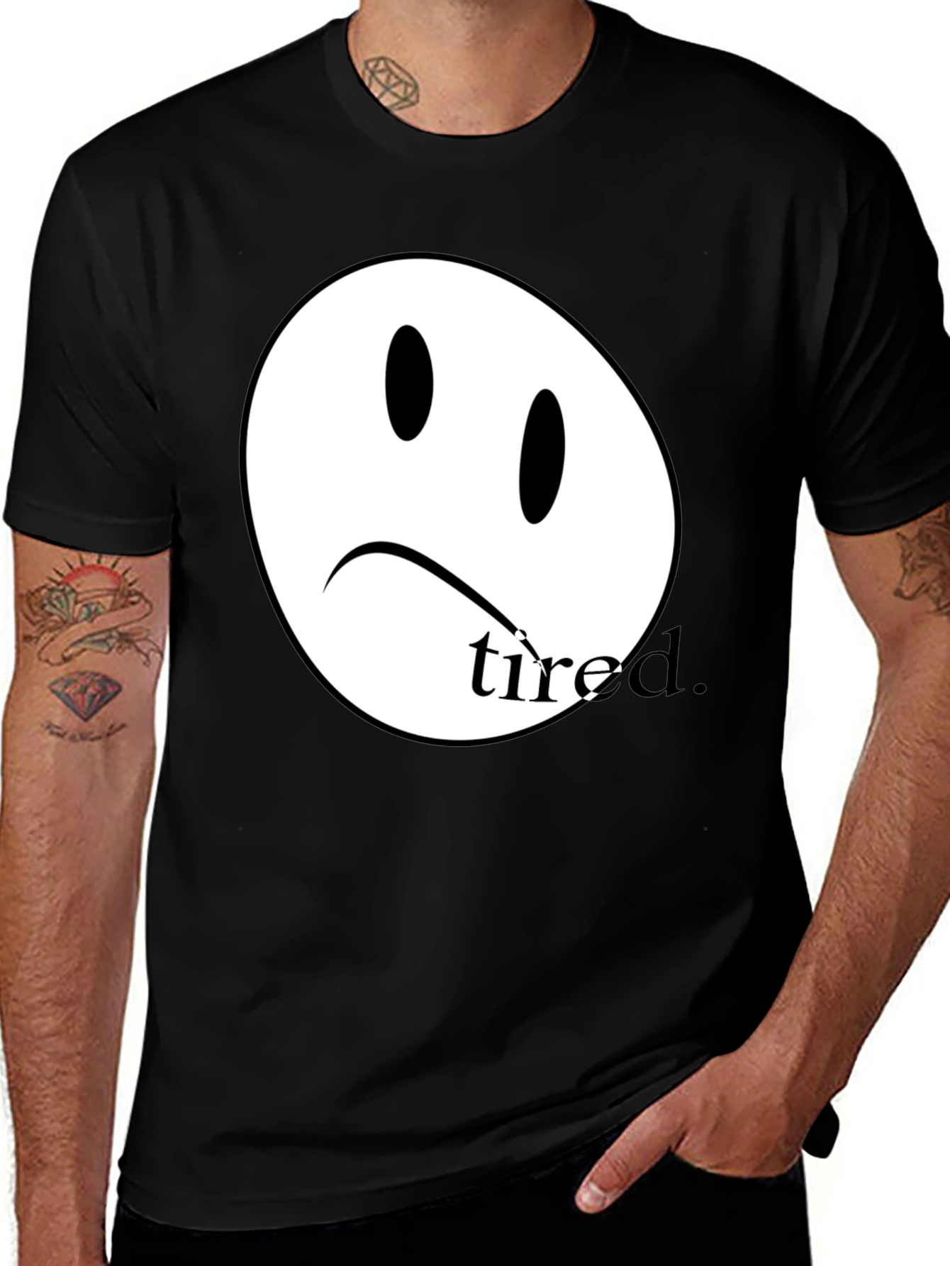Variant 2 of Sad Face Tired T-Shirt - Unisex Cotton Tee