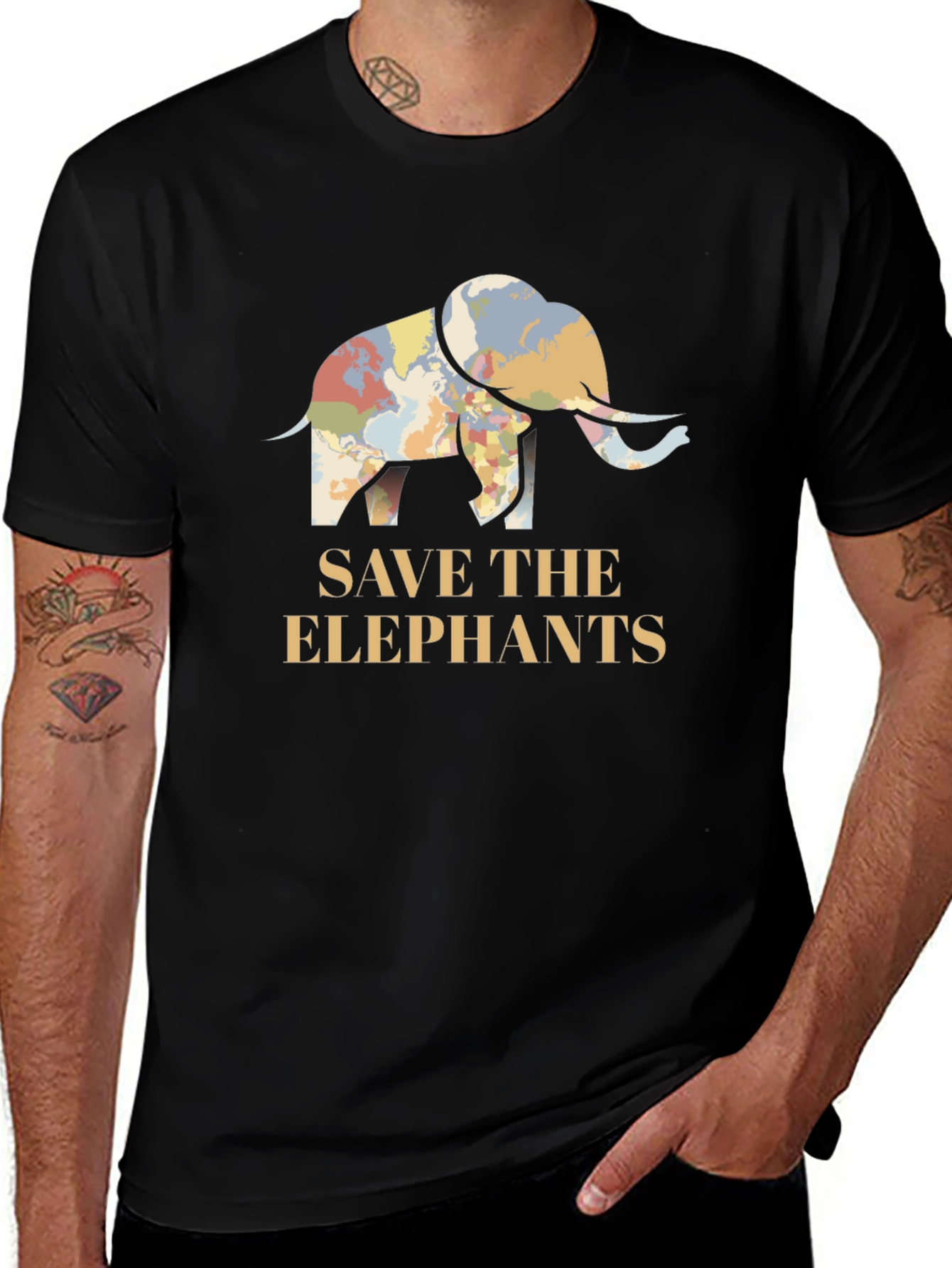 Variant 9 of Save the Elephants Black T-Shirt