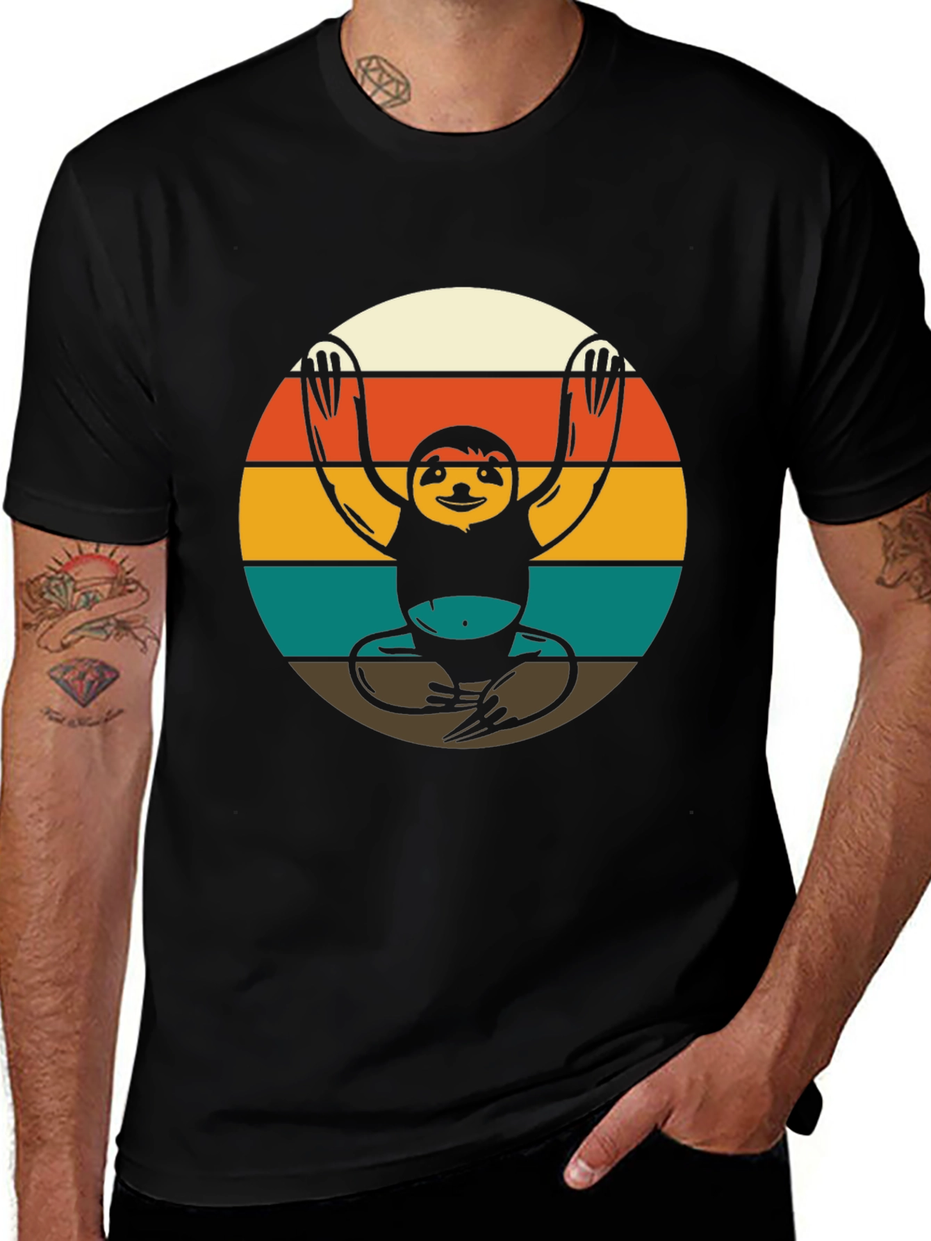Variant 18 of Yoga Sloth Retro Style T-Shirt