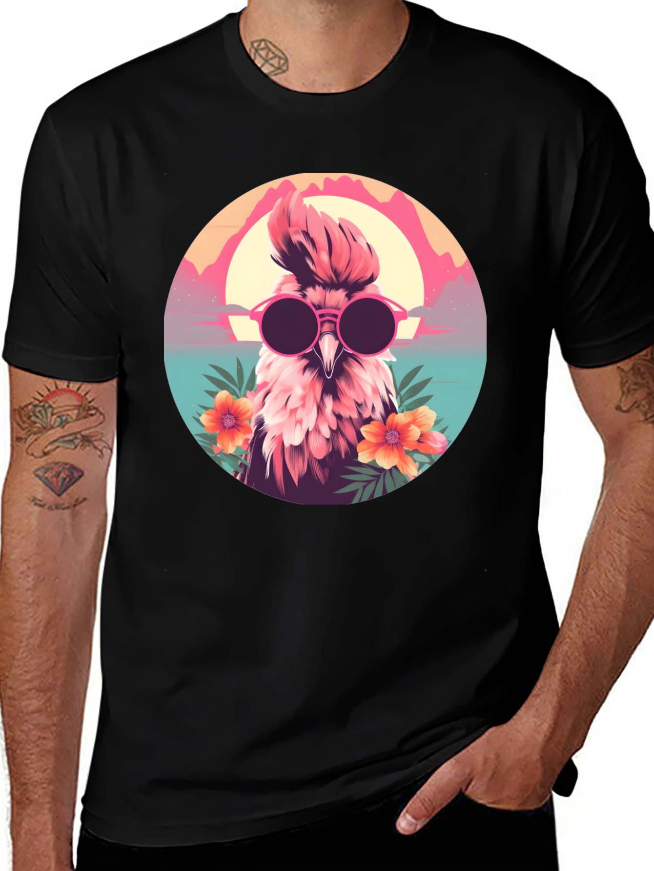 Variant 28 of Cockatoo in Shades Black T-Shirt