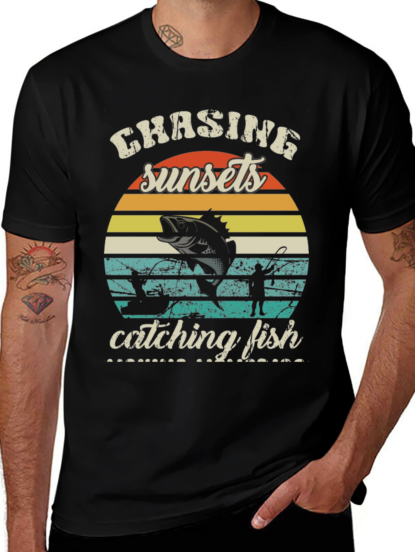 Variant 7 of Chasing Sunsets Fishing Graphic Tee