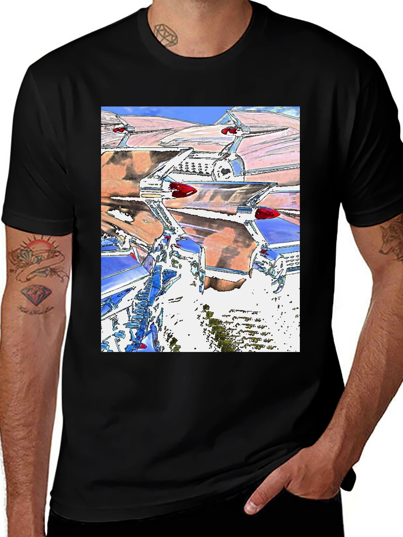 Variant 16 of Retro Car Tailfin Print T-Shirt
