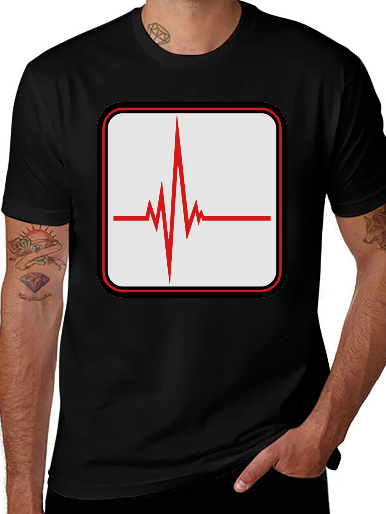 Variant 24 of Heartbeat Graphic Tee - Stylish Unisex Black T-Shirt