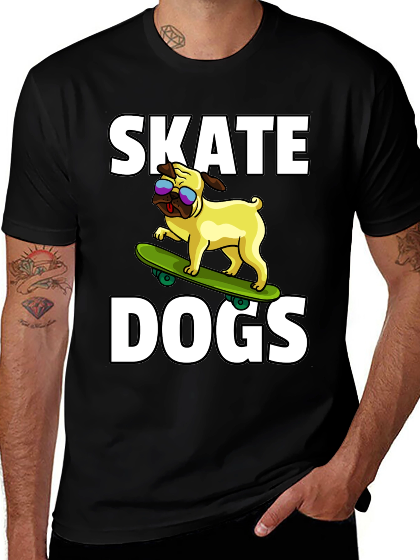 Variant 26 of Skate Dogs Graphic Tee - Black Cotton T-Shirt