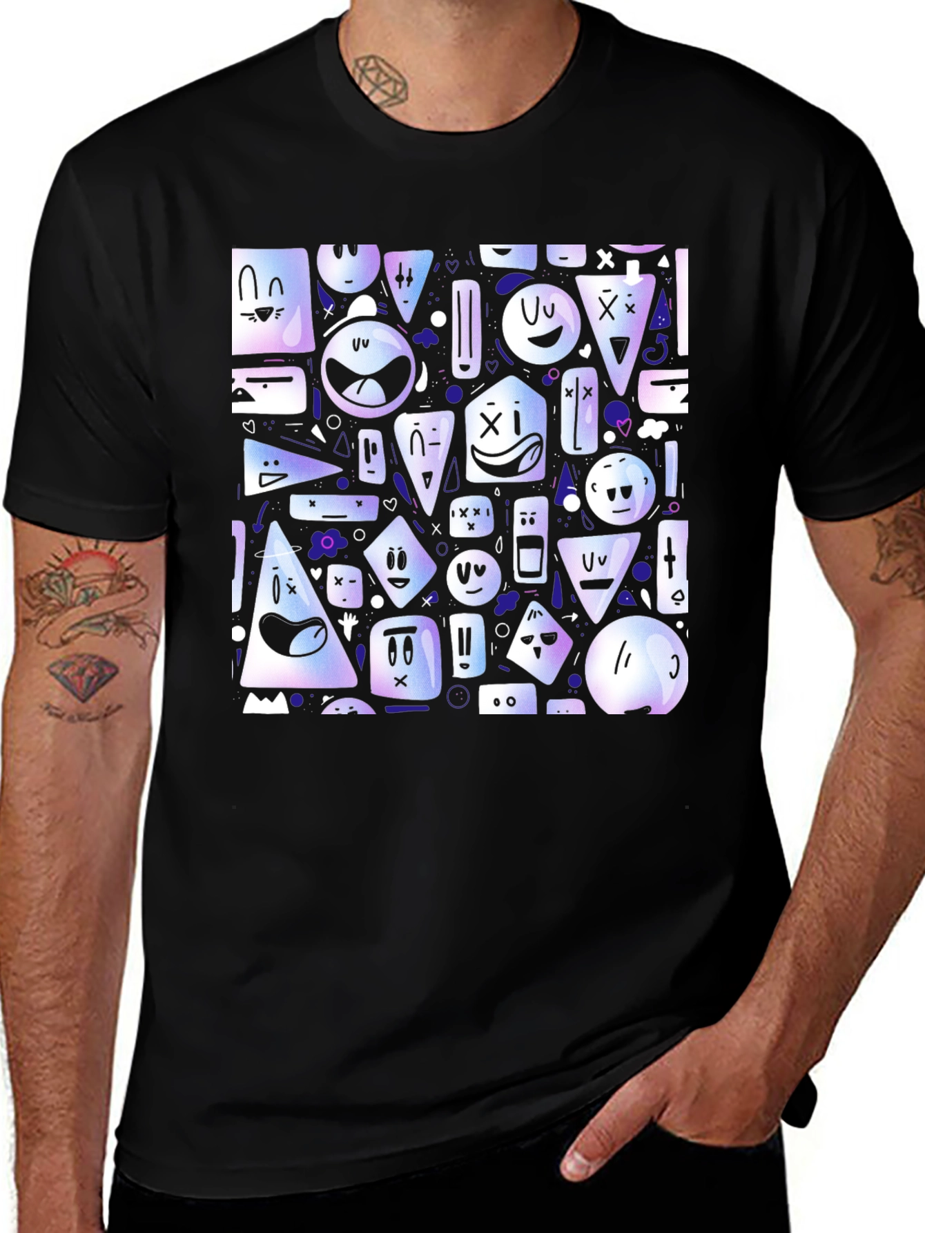 Variant 26 of Abstract Geometric Faces T-Shirt
